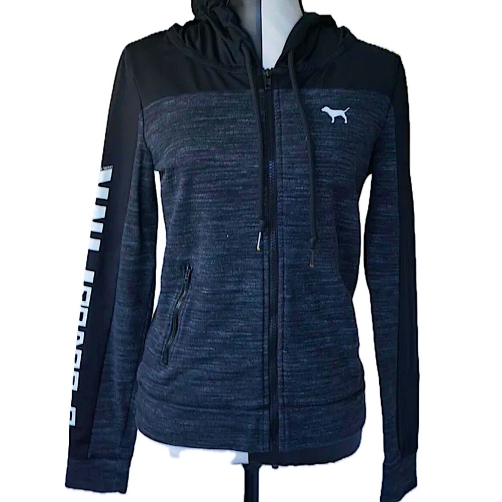 PINK PERFECT FULL ZIP HOODIE HEATHERED MARL SIZE S